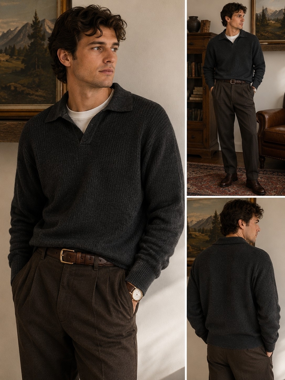 Vintage Eddie Bauer Men's Dark Gray Pullover